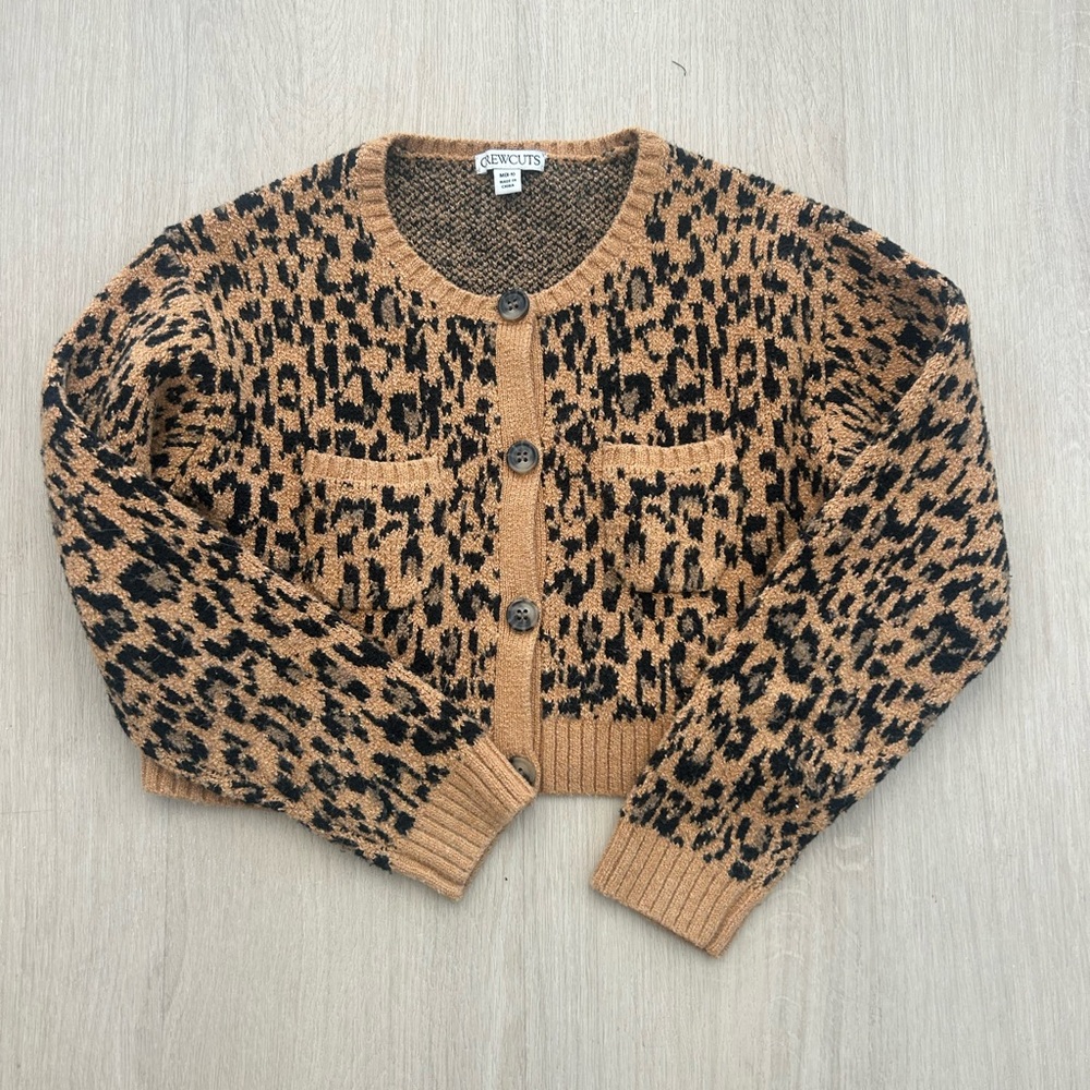 Crewcuts Leopard Print Patterned Cardigan Size 8-9